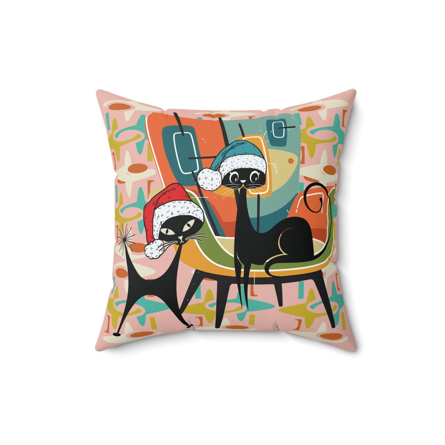 Kate McEnroe New York Atomic Kitsch Cat Mid Century Modern Christmas Throw PillowThrow Pillows24270015943797696965