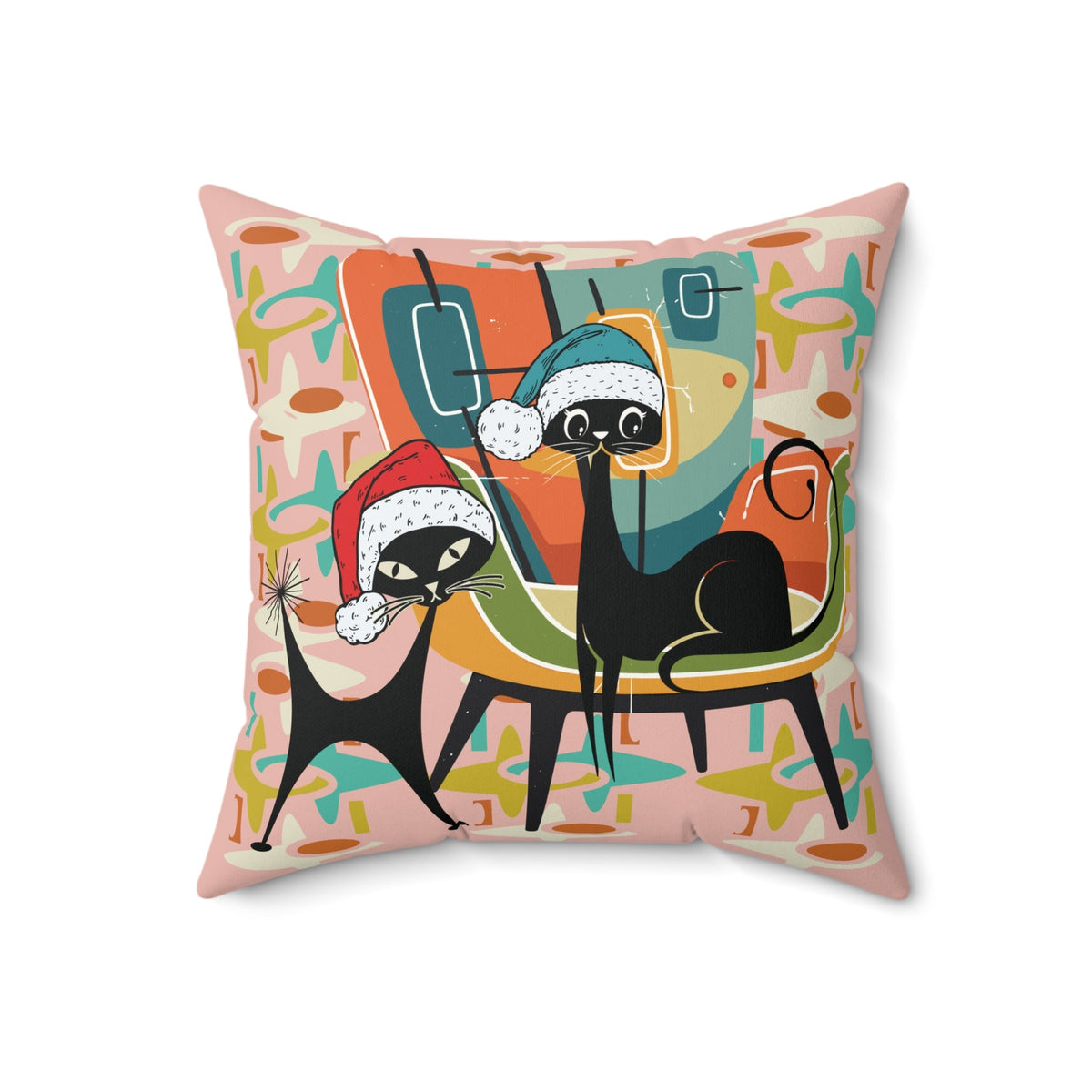 Kate McEnroe New York Atomic Kitsch Cat Mid Century Modern Christmas Throw PillowThrow Pillows29894897781696096891