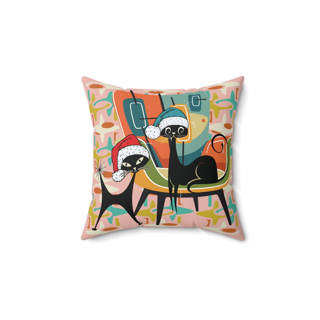 Kate McEnroe New York Atomic Kitsch Cat Mid Century Modern Christmas Throw PillowThrow Pillows42643193520352240059