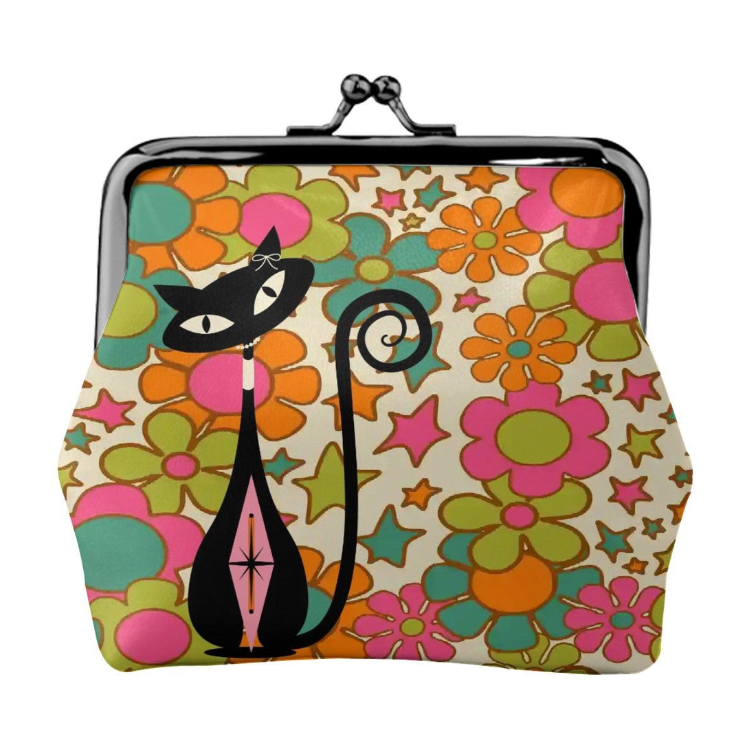 Kate McEnroe New York Atomic Kitsch Cat Retro Flower Power Kiss Lock Coin PurseCoin Purses9EltwTJBiP