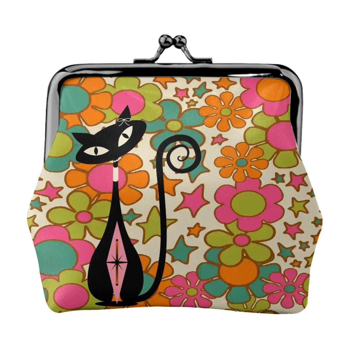 Kate McEnroe New York Atomic Kitsch Cat Retro Flower Power Kiss Lock Coin PurseCoin Purses9EltwTJBiP
