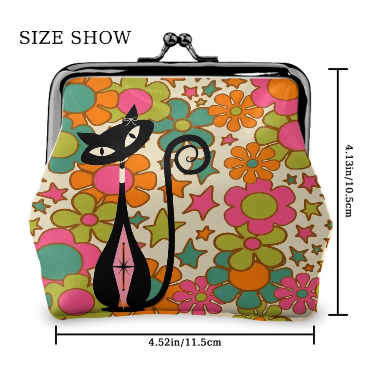 Kate McEnroe New York Atomic Kitsch Cat Retro Flower Power Kiss Lock Coin PurseCoin Purses9EltwTJBiP
