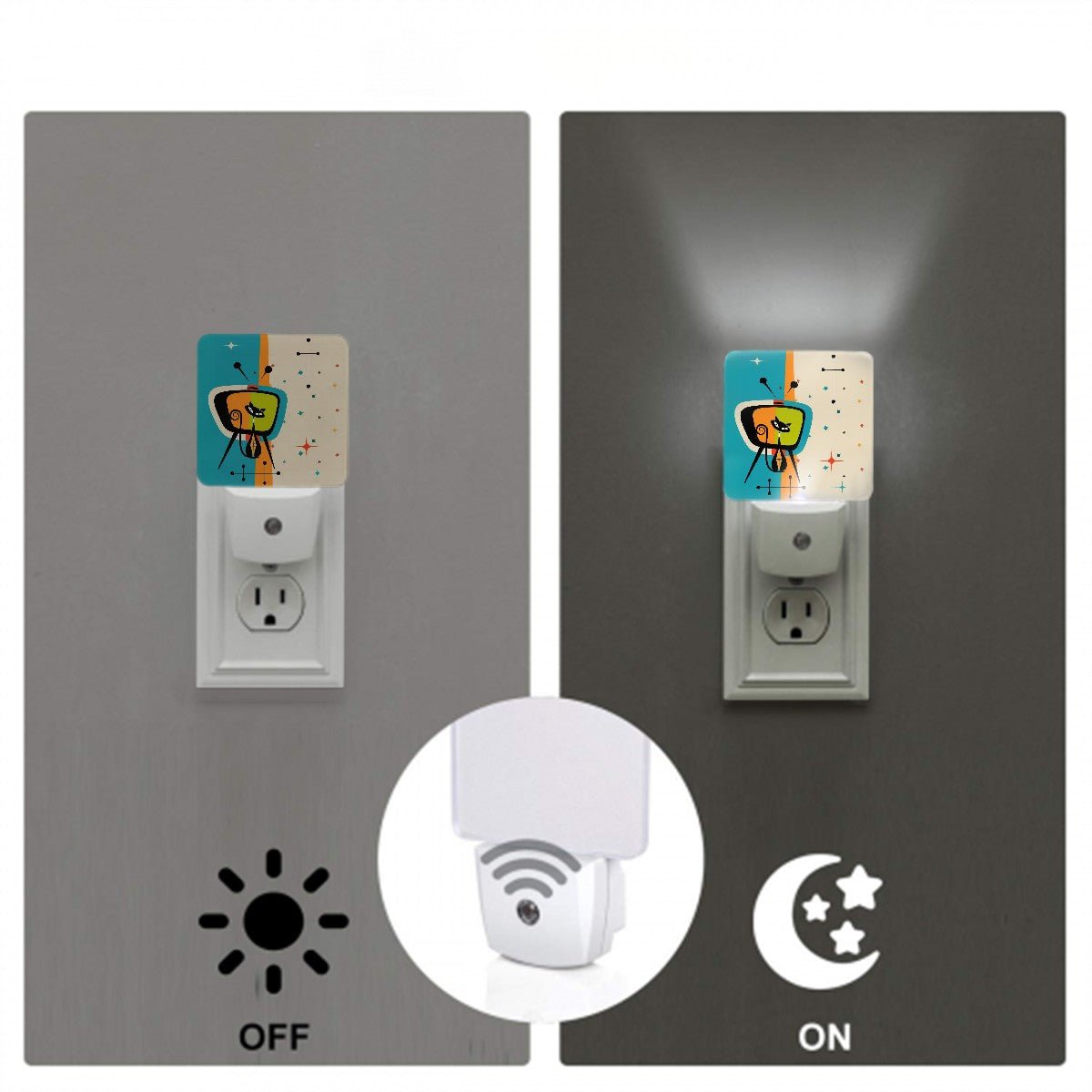 Kate McEnroe New York Atomic Kitsch Cat Retro TV Mid Century Modern Starburst Night LighNight LightsEtfToHQJFZ