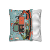 Kate McEnroe New York Atomic Kitsch Cat Starburst Pillow Cover, 50s Teal Orange MCM Boomerang DecorThrow Pillow Covers29786263097544649959