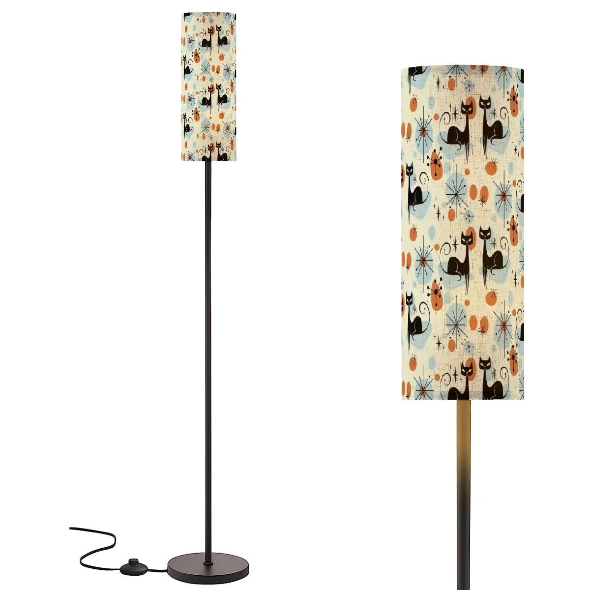 Kate McEnroe New York Atomic Kitschy Black Cat Floor Lamp, Mid Century Modern Starburst, Decor Retro Space Age Living Room Standing LampFloor LampsYqbnU5wy7g