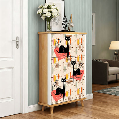Kate McEnroe New York Atomic Kitschy Black Cat Mid Century Modern Shoe Cabinet, Retro Space Age Starburst Storage, MCM Entryway OrganizerShoe Storage3qDFMU2uWU