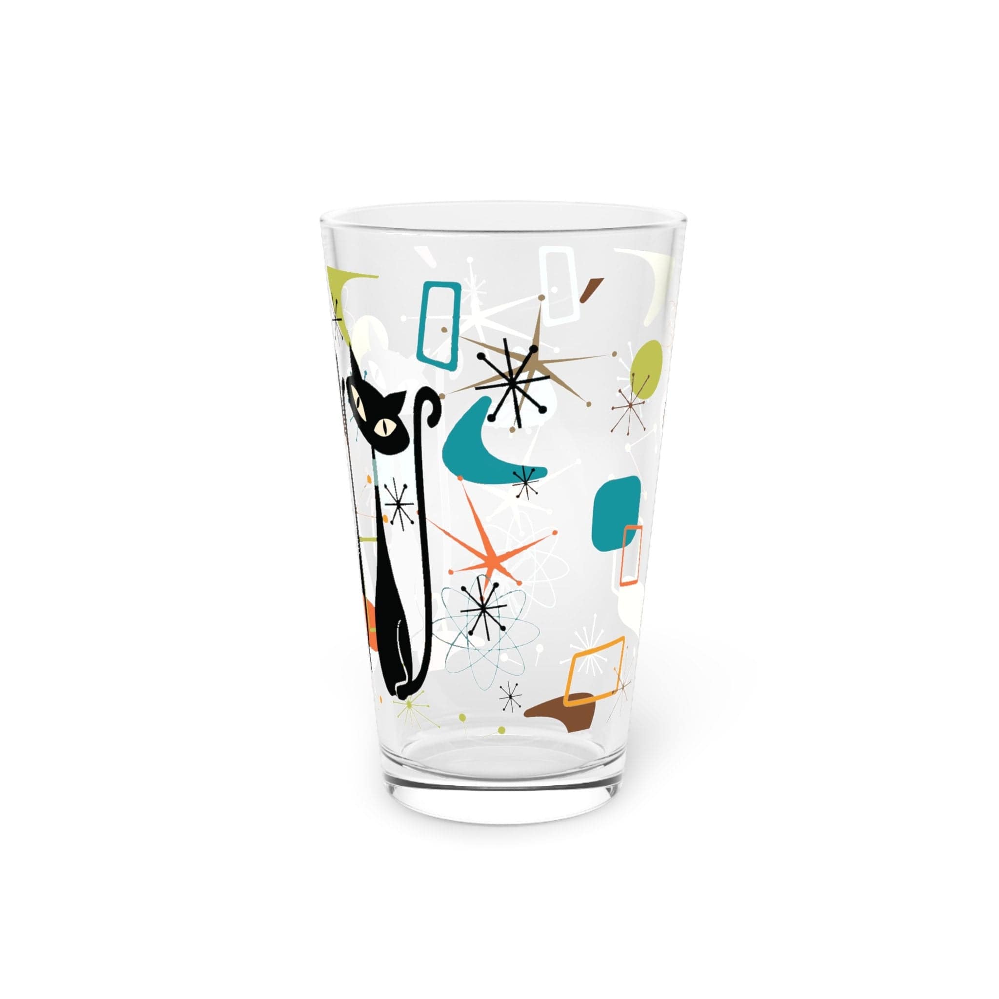 Kate McEnroe New York Atomic Kitschy Black Cat Pint Glass, 16oz Mid Century Modern Retro Beer Glass, MCM Beer Glassware Gifts, Party Drinkware, Cocktail GlassBeer Glasses19544781790628725125
