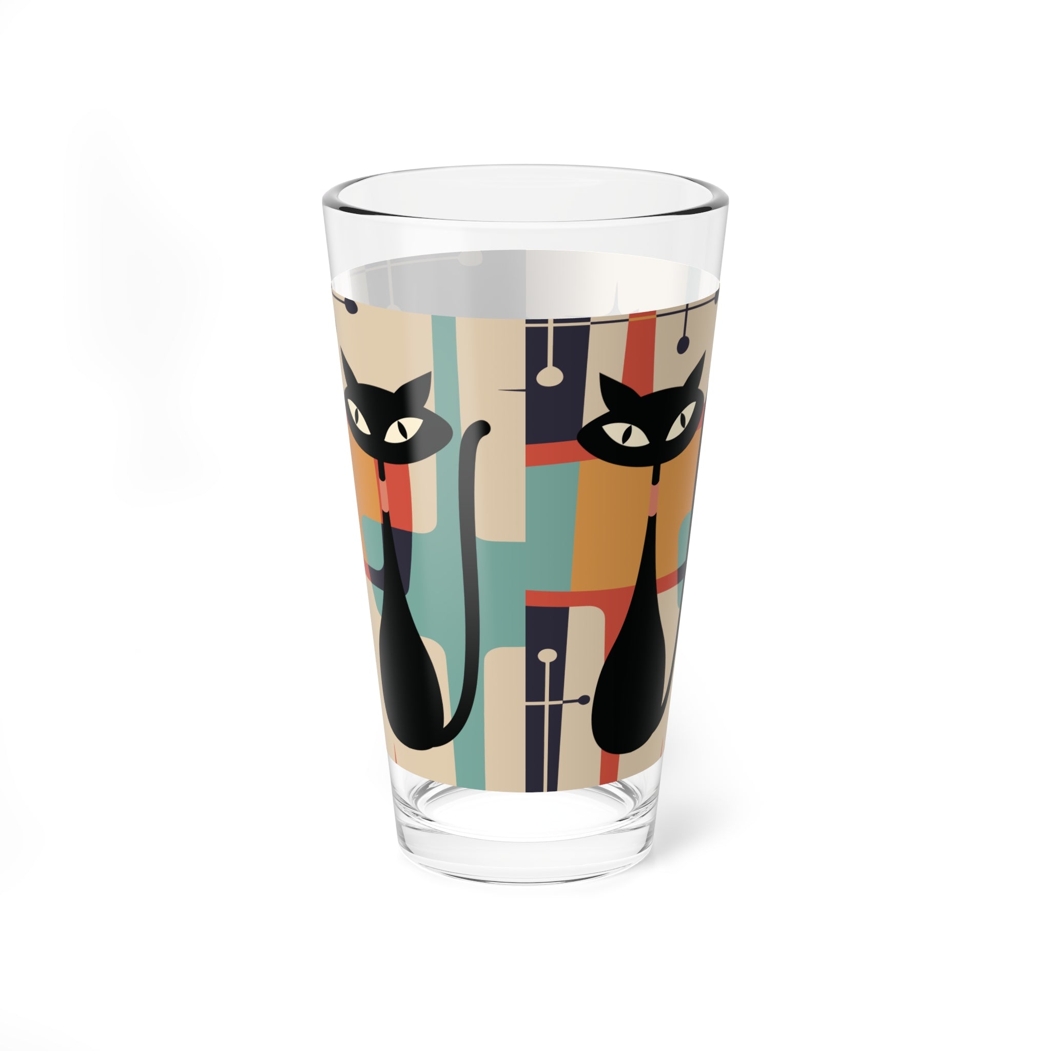 Kate McEnroe New York Atomic Kitschy Black Cat Pint Glass, 16oz Mid Century Modern Retro Beer Glass, MCM Beer Glassware Gifts, Party Drinkware, Cocktail GlassPint Glasses29206974237110701616