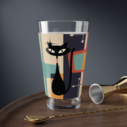 Kate McEnroe New York Atomic Kitschy Black Cat Pint Glass, 16oz Mid Century Modern Retro Beer Glass, MCM Beer Glassware Gifts, Party Drinkware, Cocktail GlassPint Glasses29206974237110701616