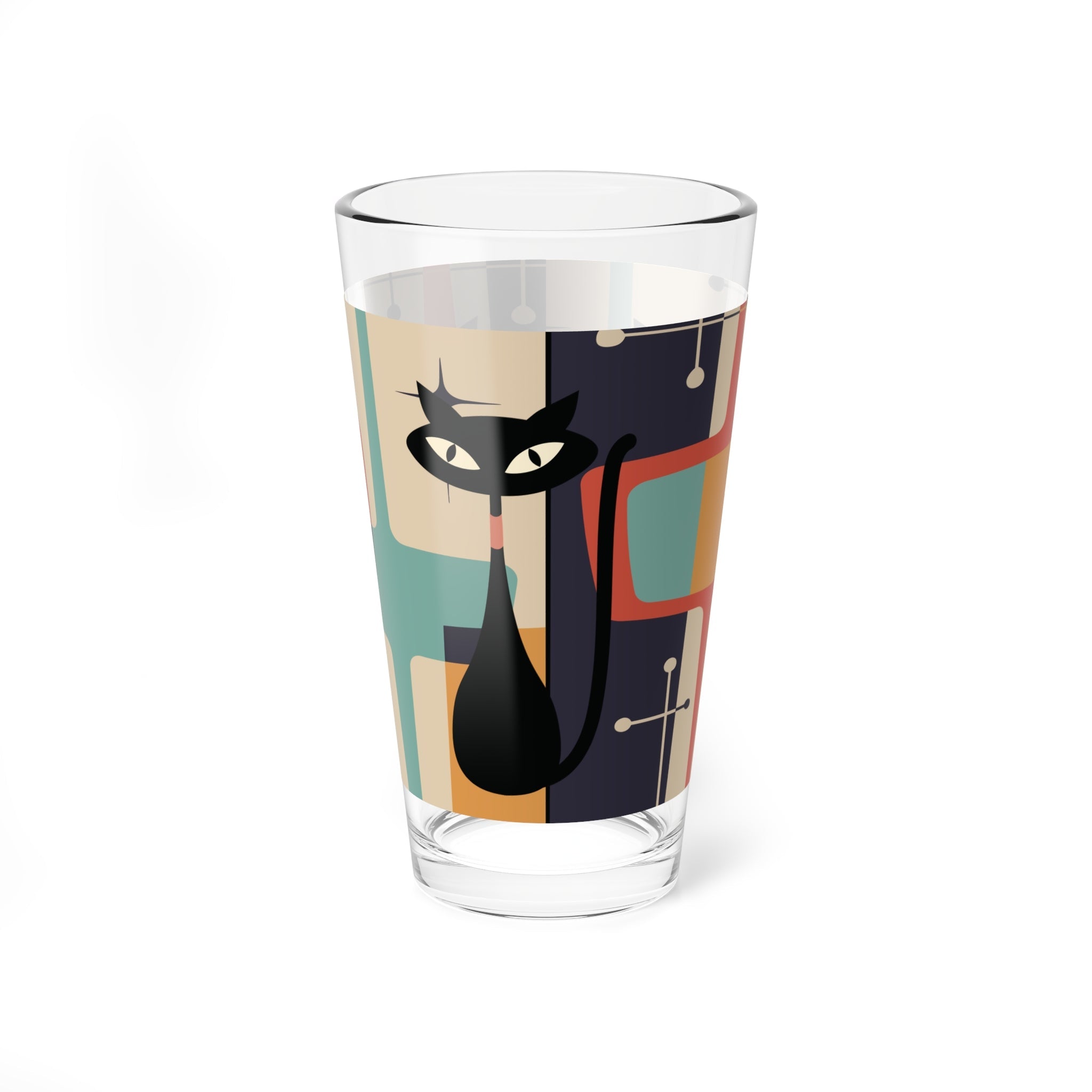 Kate McEnroe New York Atomic Kitschy Black Cat Pint Glass, 16oz Mid Century Modern Retro Beer Glass, MCM Beer Glassware Gifts, Party Drinkware, Cocktail GlassPint Glasses29206974237110701616