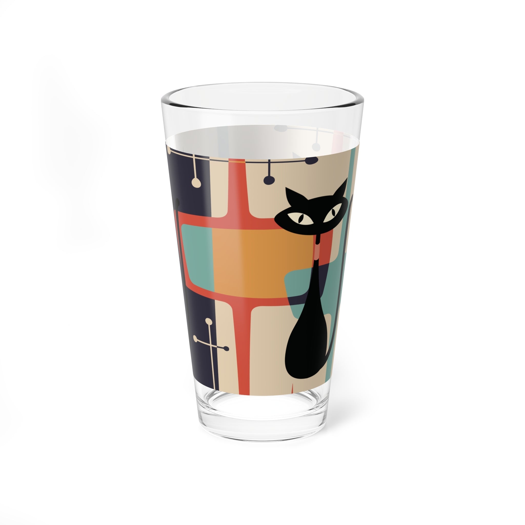 Kate McEnroe New York Atomic Kitschy Black Cat Pint Glass, 16oz Mid Century Modern Retro Beer Glass, MCM Beer Glassware Gifts, Party Drinkware, Cocktail GlassPint Glasses29206974237110701616