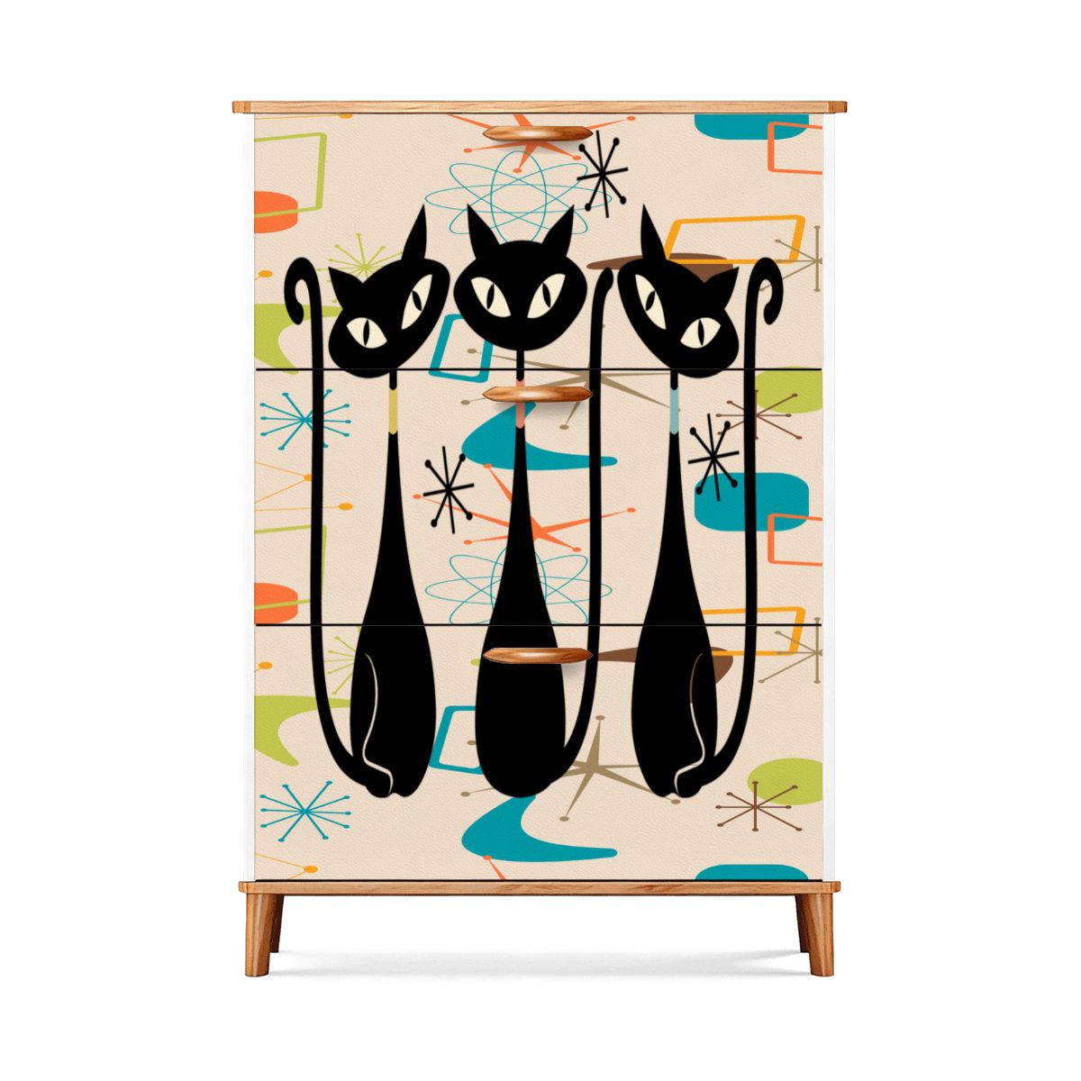 Kate McEnroe New York Atomic Kitschy Black Cat Shoe Cabinet, Mid Century Modern Retro Storage Solution, MCM Entryway FurnitureShoe StoragejxHLIBcbgC
