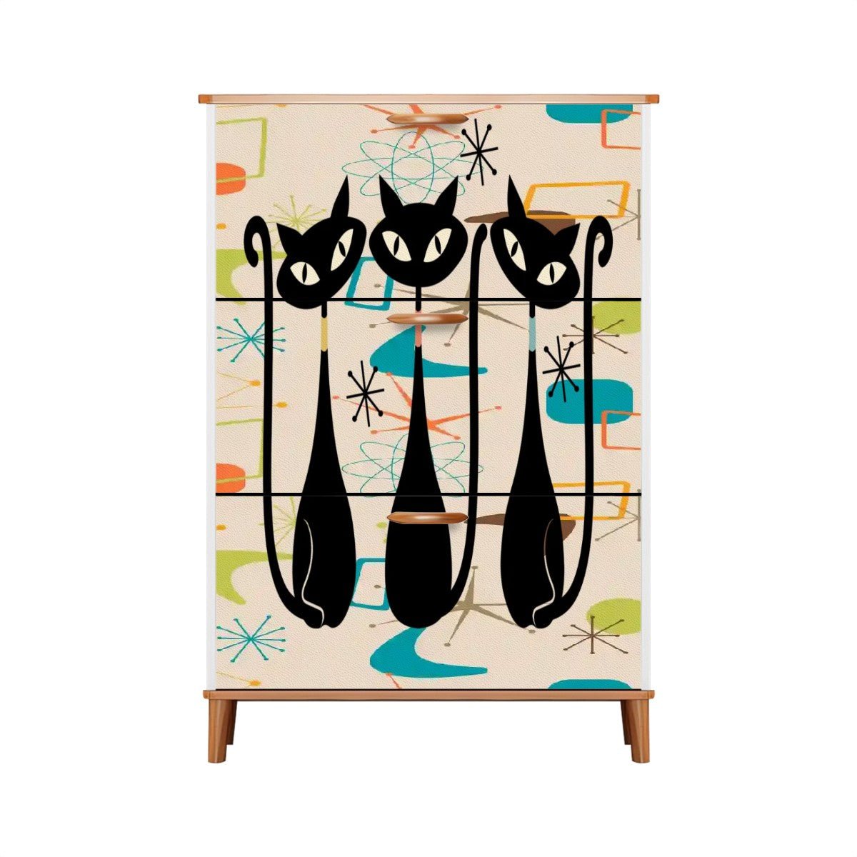 Kate McEnroe New York Atomic Kitschy Black Cat Shoe Cabinet, Mid Century Modern Retro Storage Solution, MCM Entryway FurnitureShoe StoragejxHLIBcbgC