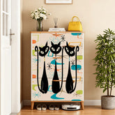 Kate McEnroe New York Atomic Kitschy Black Cat Shoe Cabinet, Mid Century Modern Retro Storage Solution, MCM Entryway FurnitureShoe StoragejxHLIBcbgC
