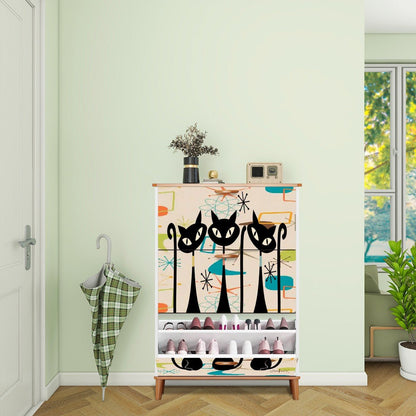 Kate McEnroe New York Atomic Kitschy Black Cat Shoe Cabinet, Mid Century Modern Retro Storage Solution, MCM Entryway FurnitureShoe StoragejxHLIBcbgC