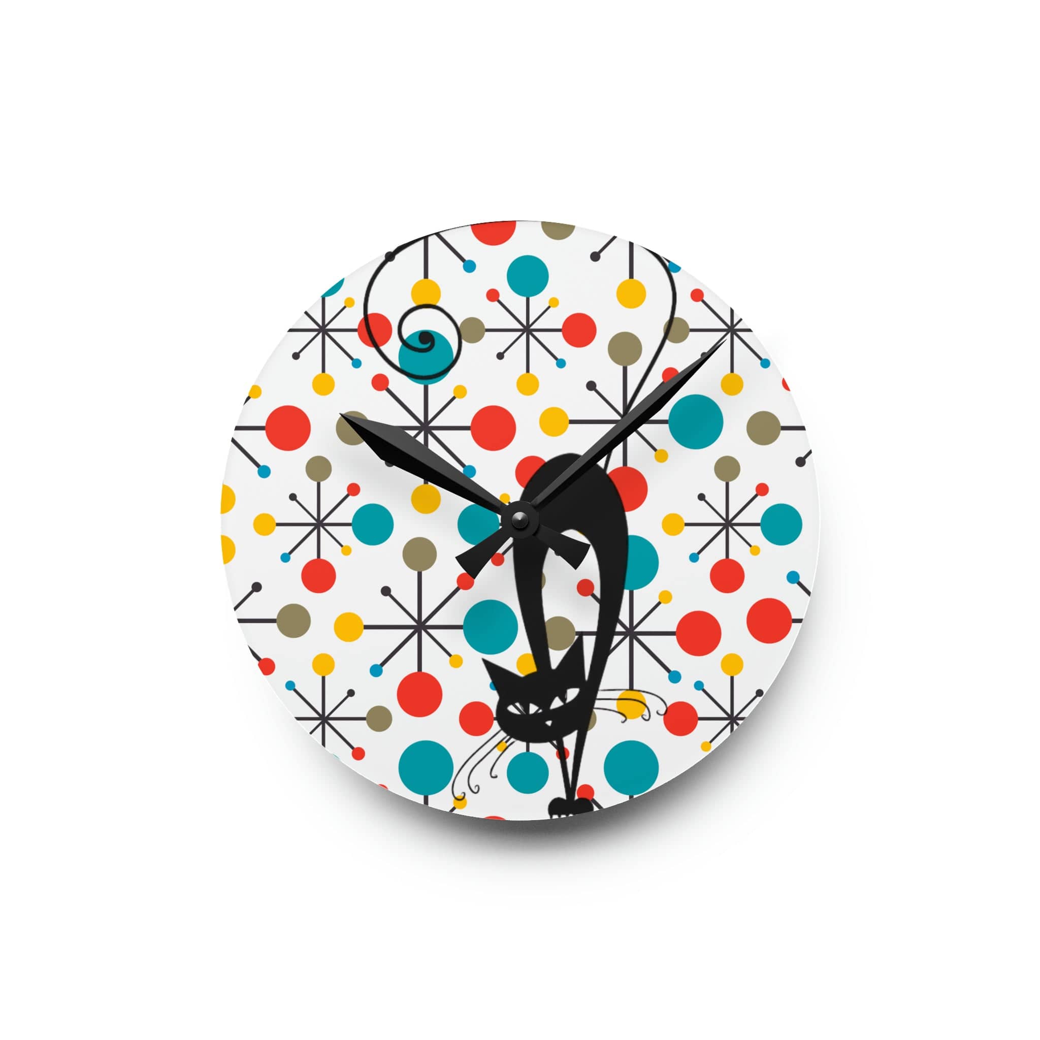 Kate McEnroe New York Atomic Kitschy Cat Acrylic Wall Clock, Mid Century Modern Starburst Wall Decor, Retro MCM Living Room, Bedroom, Kids, Office Home DecorWall Clocks45394258893252480463