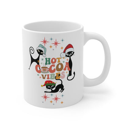 Kate McEnroe New York Atomic Kitschy Cat Christmas Mug - Mid Century Modern Starburst Boho Holiday Drinkware - Hot Cocoa VibesMugs21780554224682647697