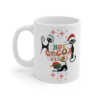 Kate McEnroe New York Atomic Kitschy Cat Christmas Mug - Mid Century Modern Starburst Boho Holiday Drinkware - Hot Cocoa VibesMugs21780554224682647697