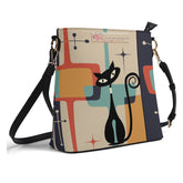 Kate McEnroe New York Atomic Kitschy Cat Crossbody Bucket Bag, Mid Century Modern Retro Geometric Shoulder BagHandbagsN4684GMY - 1