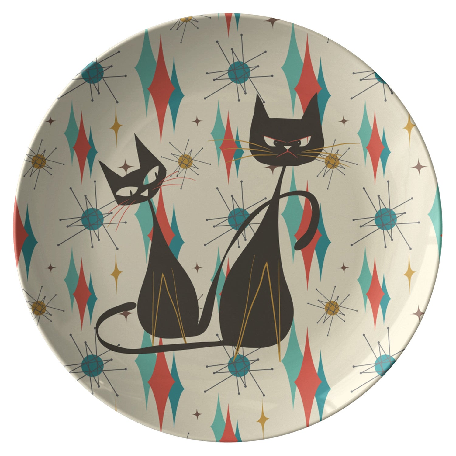 Kate McEnroe New York Atomic Kitschy Cat Franciscan Diamond Starburst Dinner PlatePlates9820SINGLE