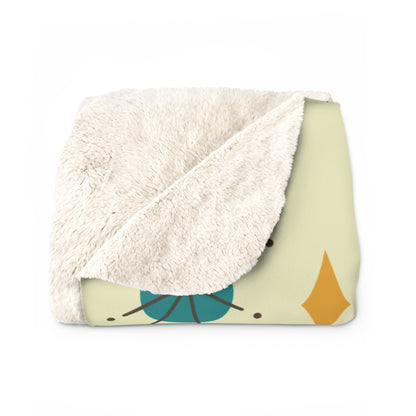 Kate McEnroe New York Atomic Kitschy Cat Franciscan Diamond Starburst Throw Blanket, Mid Century Modern Retro Sherpa Fleece Sofa AccentBlankets11879844170147144253