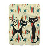 Kate McEnroe New York Atomic Kitschy Cat Franciscan Diamond Starburst Throw Blanket, Mid Century Modern Retro Sherpa Fleece Sofa AccentBlankets11879844170147144253