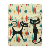 Kate McEnroe New York Atomic Kitschy Cat Franciscan Diamond Starburst Throw Blanket, Mid Century Modern Retro Sherpa Fleece Sofa AccentBlankets11879844170147144253