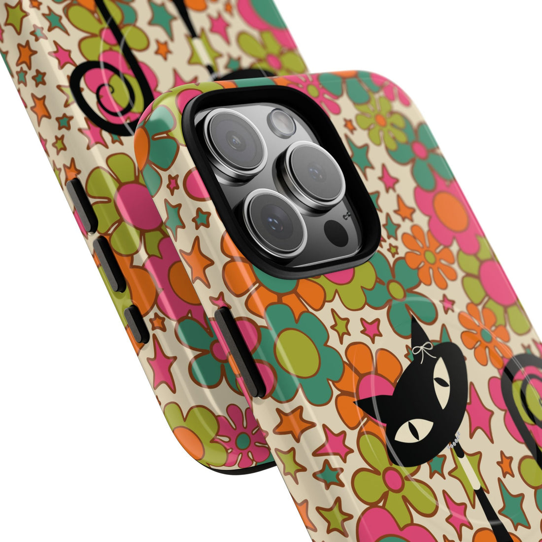 Kate McEnroe New York Atomic Kitschy Cat Groovy Flower Magnetic Case for iPhone, Retro 60s Mid Century Modern Phone AccessoryPhone Cases18541178370617737800