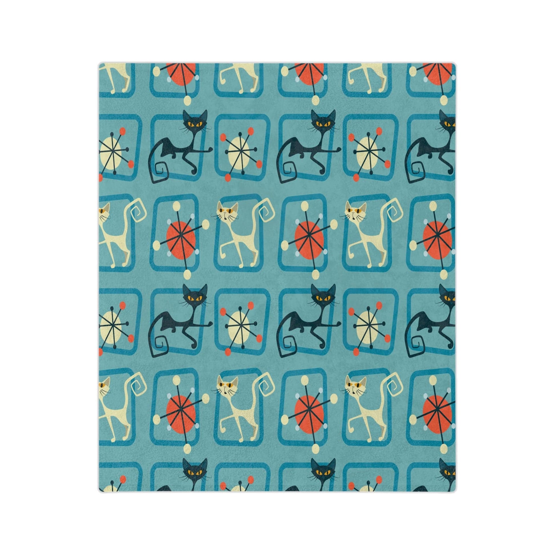 Printify Atomic Kitschy Cat MCM Retro Blanket Home Decor