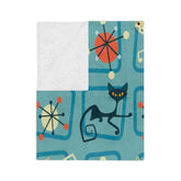 Kate McEnroe New York Atomic Kitschy Cat MCM Retro BlanketBlankets18419810090842731453