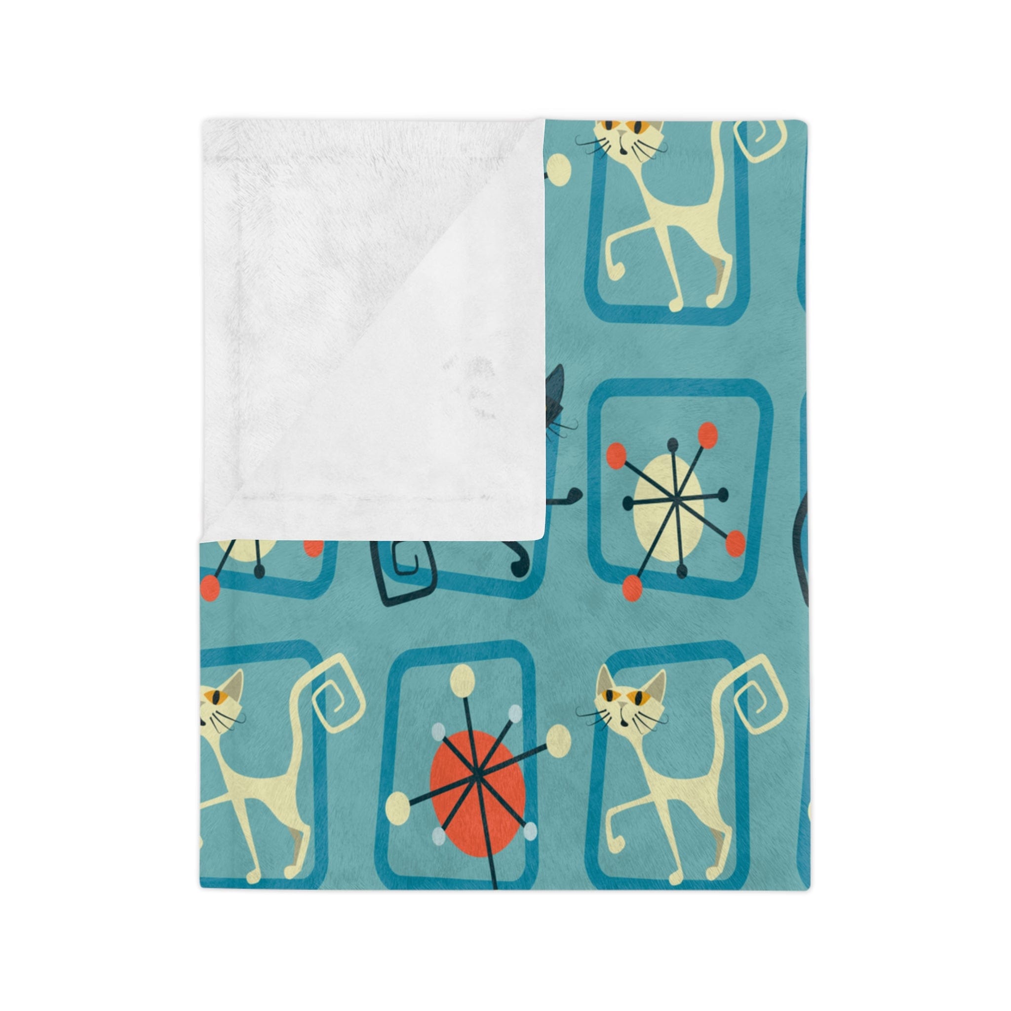 Kate McEnroe New York Atomic Kitschy Cat MCM Retro BlanketBlankets18419810090842731453