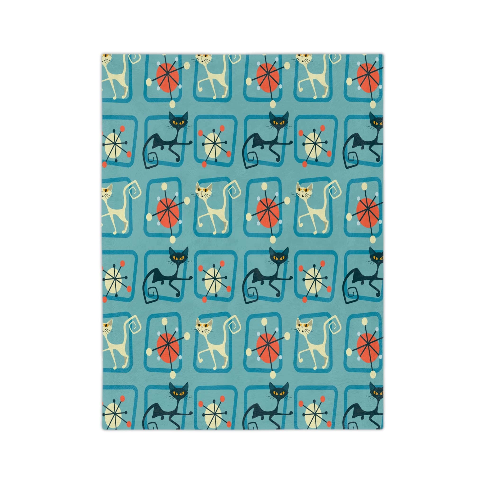 Kate McEnroe New York Atomic Kitschy Cat MCM Retro BlanketBlankets18419810090842731453