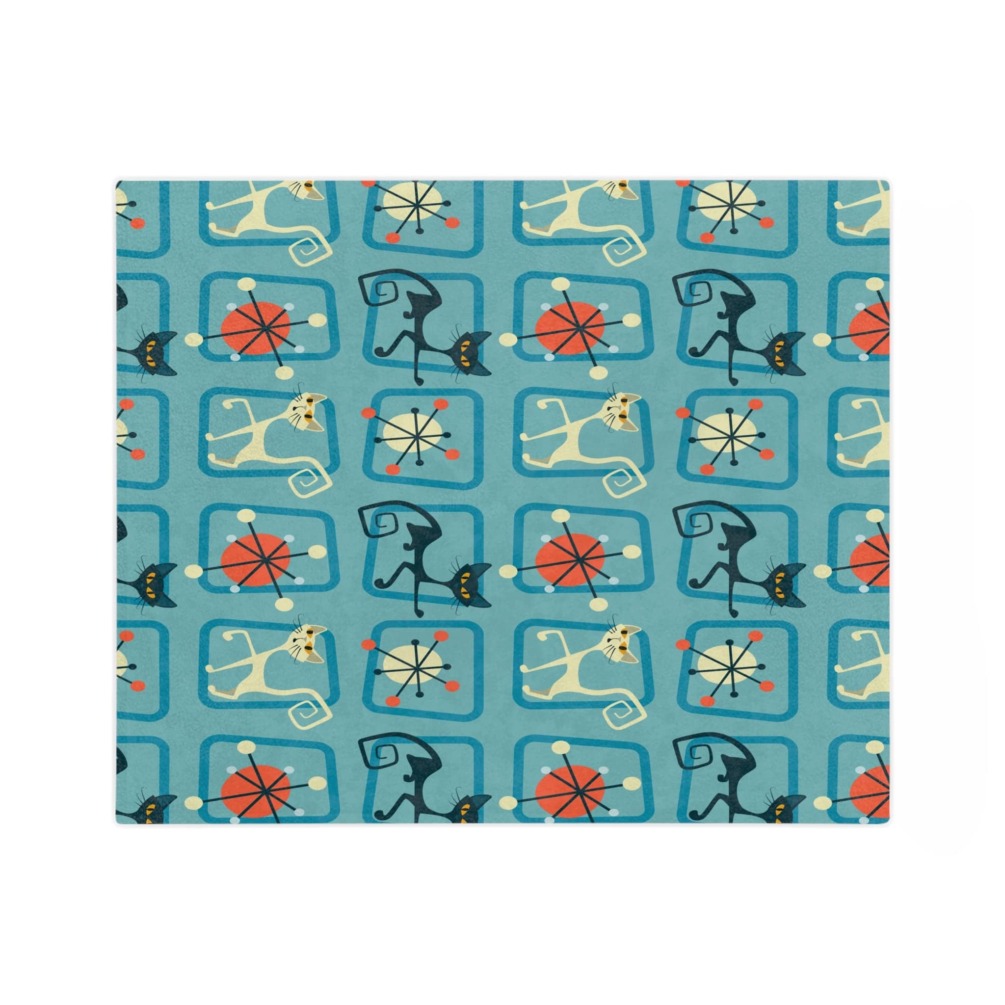 Kate McEnroe New York Atomic Kitschy Cat MCM Retro BlanketBlankets18419810090842731453