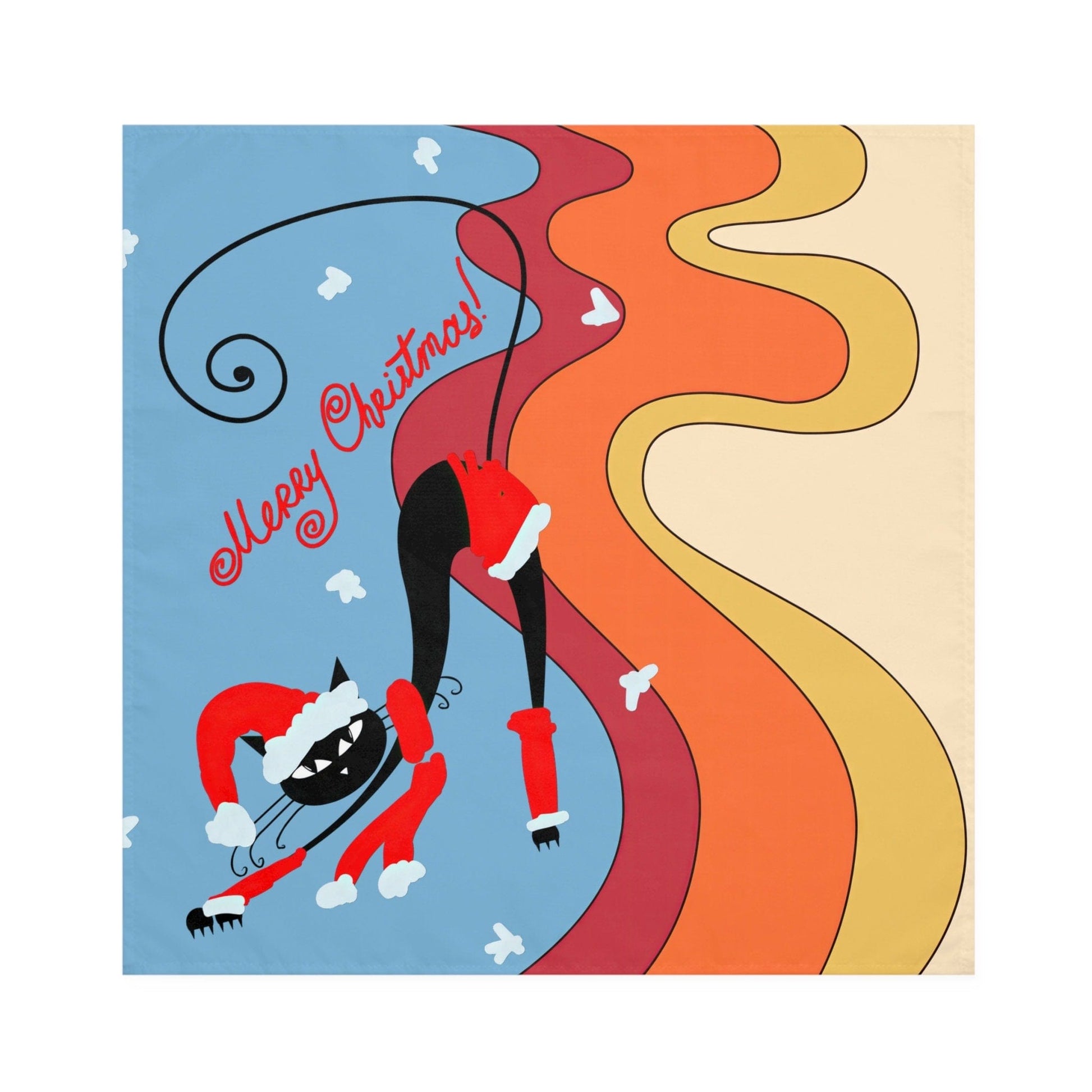 Kate McEnroe New York Atomic Kitschy Cat Merry Christmas Napkins, Groovy Retro Mid Century Modern Holiday Cloth Dinner Napkins, Xmas Table Linens - 122781223 Napkins 37761302173464404414