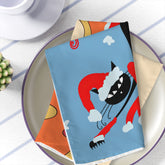 Kate McEnroe New York Atomic Kitschy Cat Merry Christmas Napkins, Groovy Retro Mid Century Modern Holiday Cloth Dinner Napkins, Xmas Table Linens - 122781223Napkins37761302173464404414