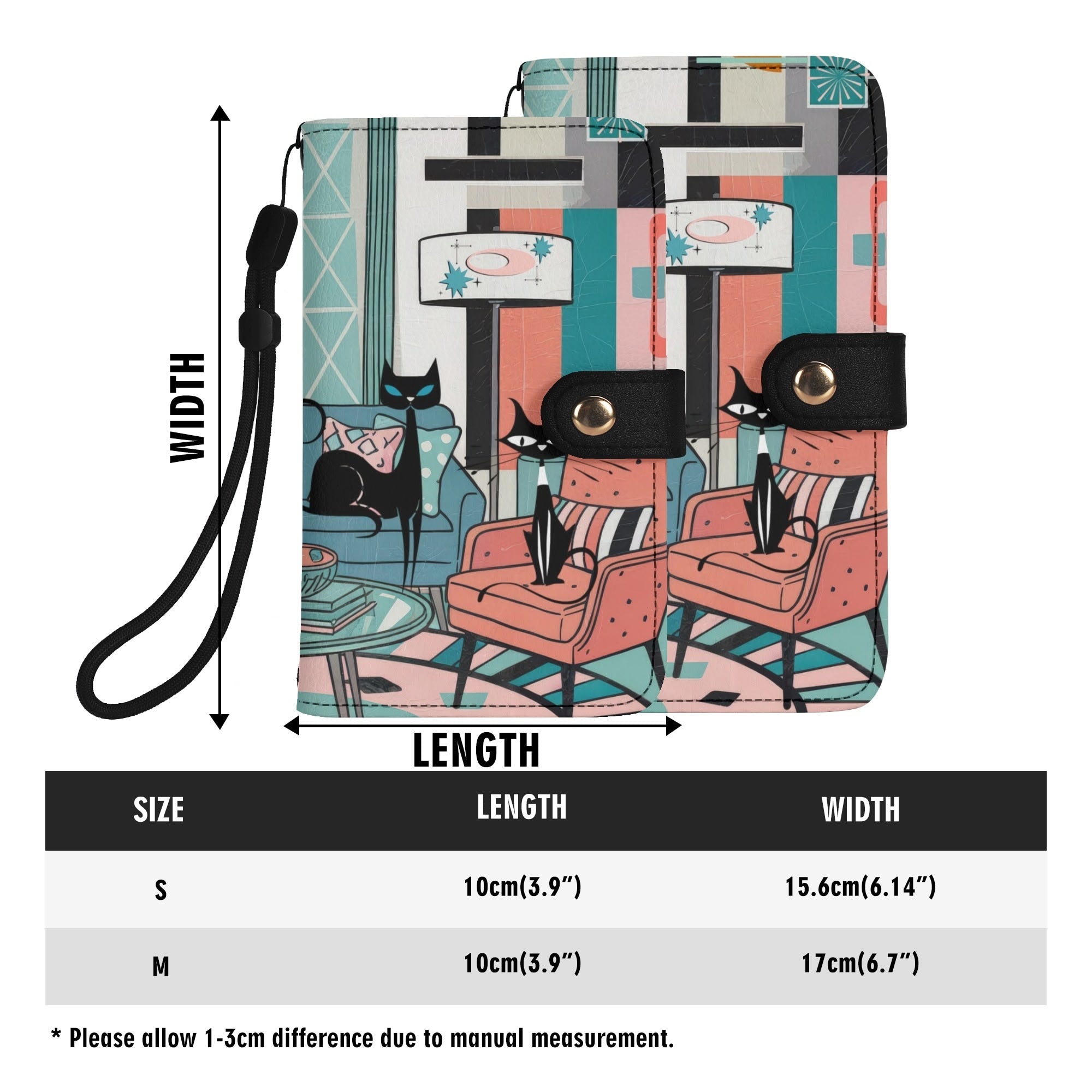 Kate McEnroe New York Atomic Kitschy Cat Mid Century Flip Phone Case, Retro 50s MCM Lounge Wallet Cover, Starburst Mod Card HolderPhone CasesWE9GE21W - 1