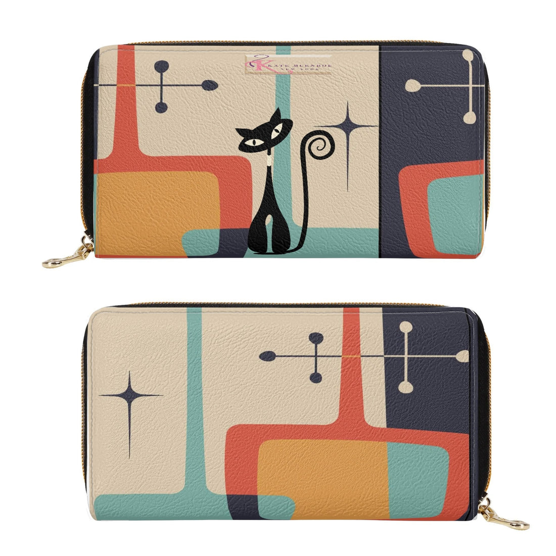 Kate McEnroe New York Atomic Kitschy Cat Mid Century Modern Retro Zipper WalletWalletsWELM408Y - 1