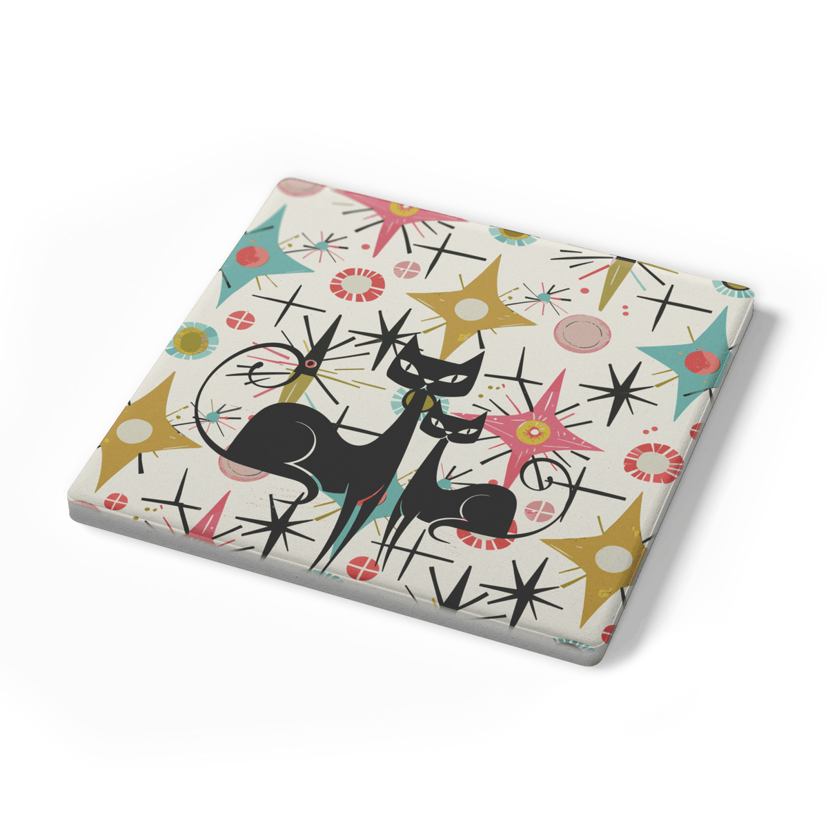Kate McEnroe New York Atomic Kitschy Cat Mid Century Modern Starburst Soapstone CoastersCoasters7021