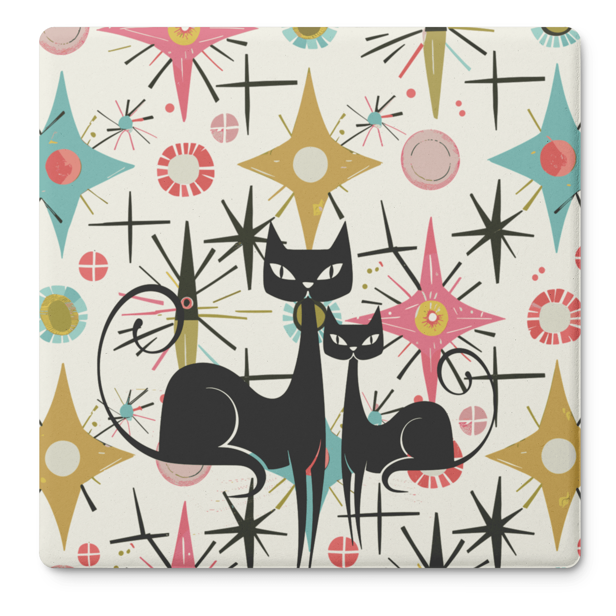 Kate McEnroe New York Atomic Kitschy Cat Mid Century Modern Starburst Soapstone CoastersCoasters7021