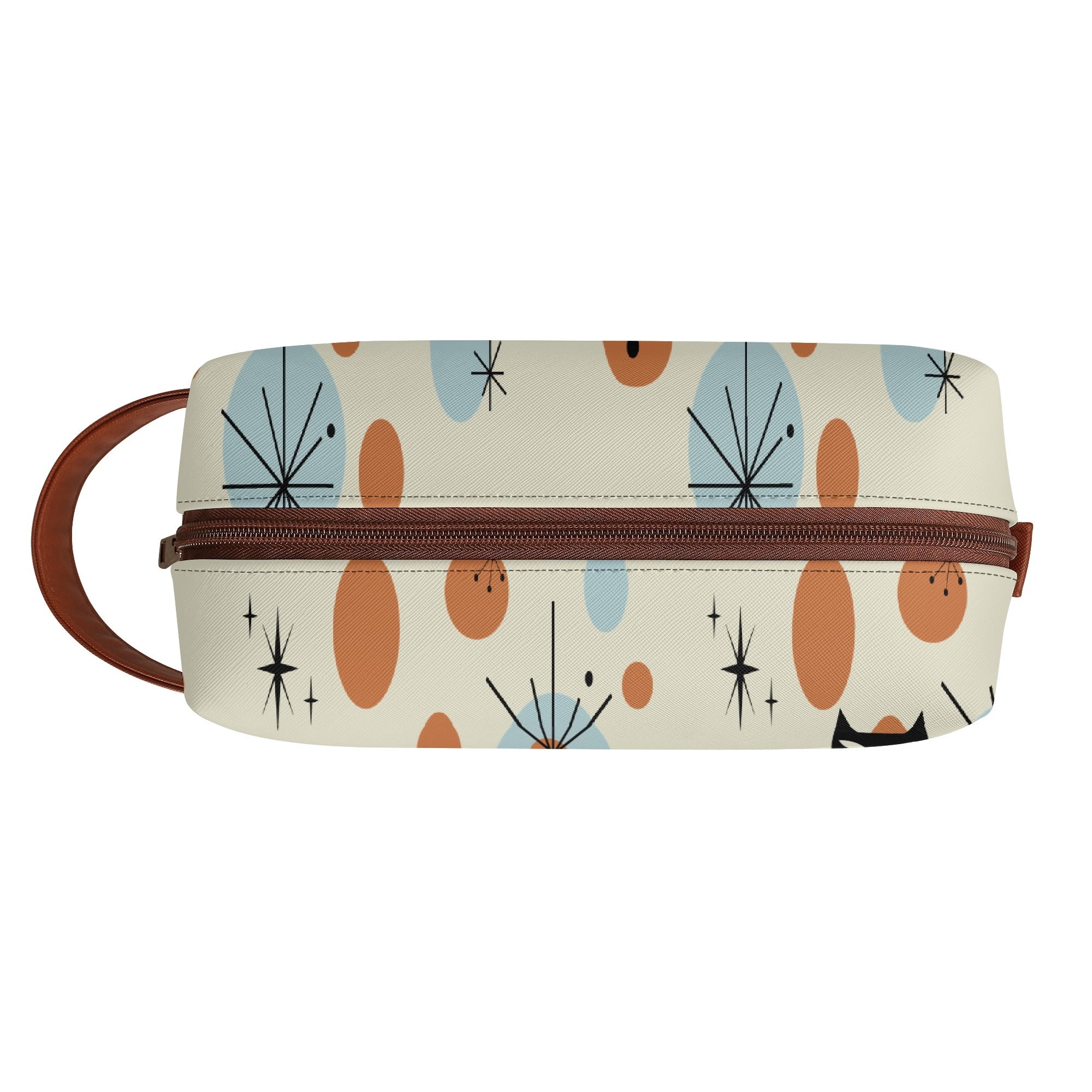Kate McEnroe New York Atomic Kitschy Cat Mid Century Modern Toiletry Bag, Retro 50s Space Age Dopp Kit, Geometric Travel OrganizerCosmetic &amp; Toiletry BagsW1KVQMDN - 1