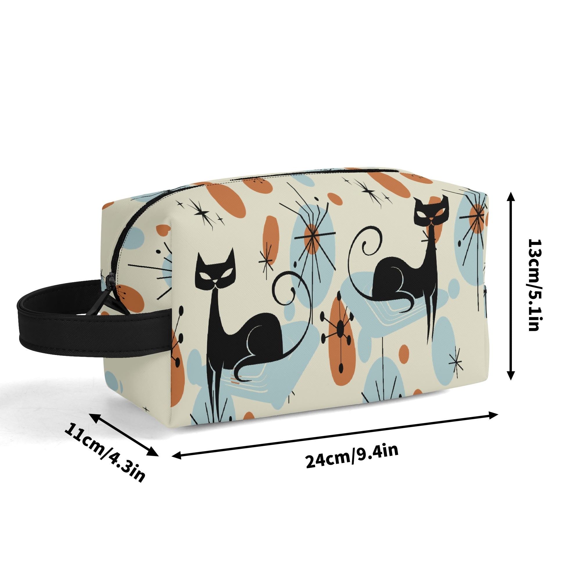 Kate McEnroe New York Atomic Kitschy Cat Mid Century Modern Toiletry Bag, Retro 50s Space Age Dopp Kit, Geometric Travel OrganizerCosmetic &amp; Toiletry BagsW1KVQMDN - 1