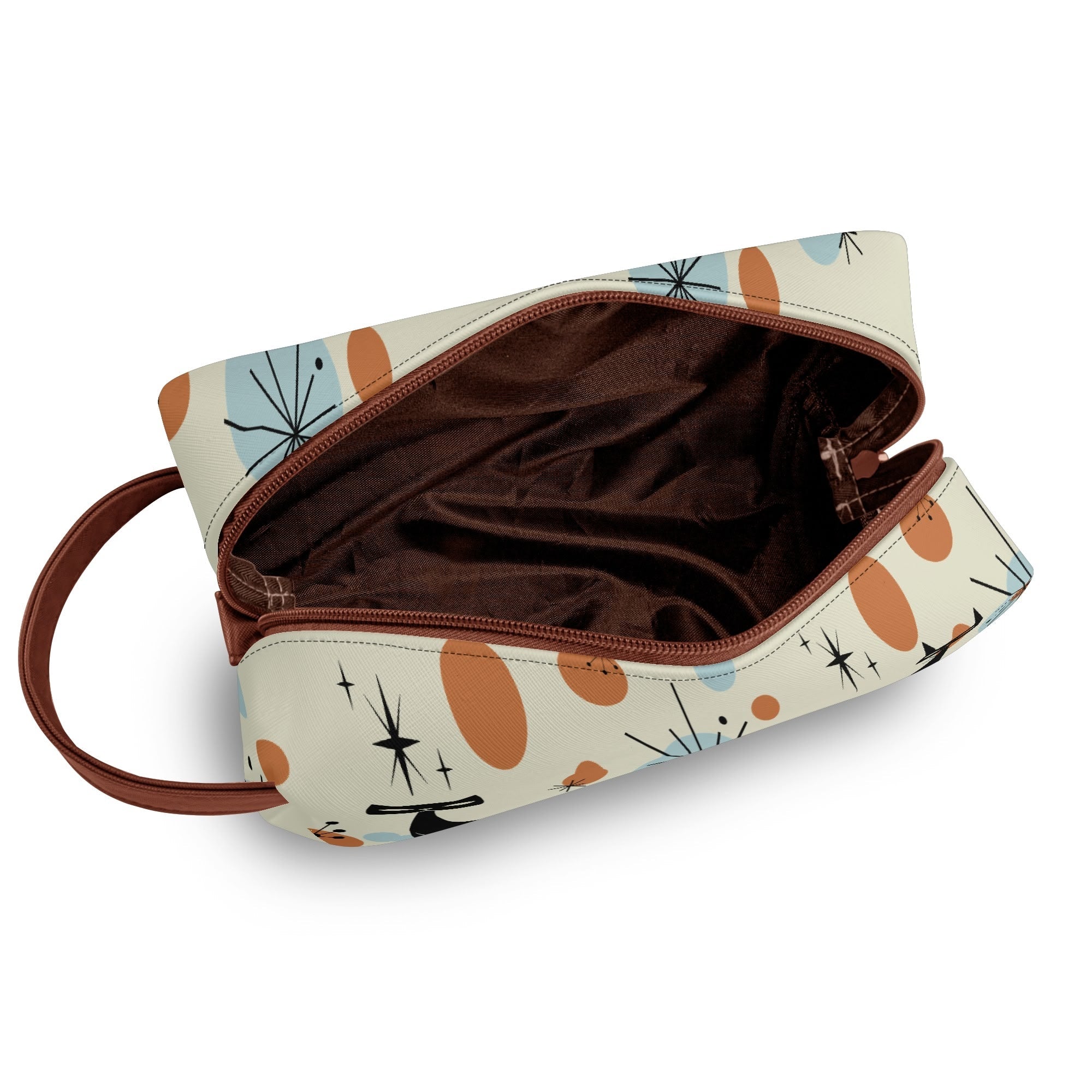 Kate McEnroe New York Atomic Kitschy Cat Mid Century Modern Toiletry Bag, Retro 50s Space Age Dopp Kit, Geometric Travel OrganizerCosmetic &amp; Toiletry BagsW1KVQMDN - 1
