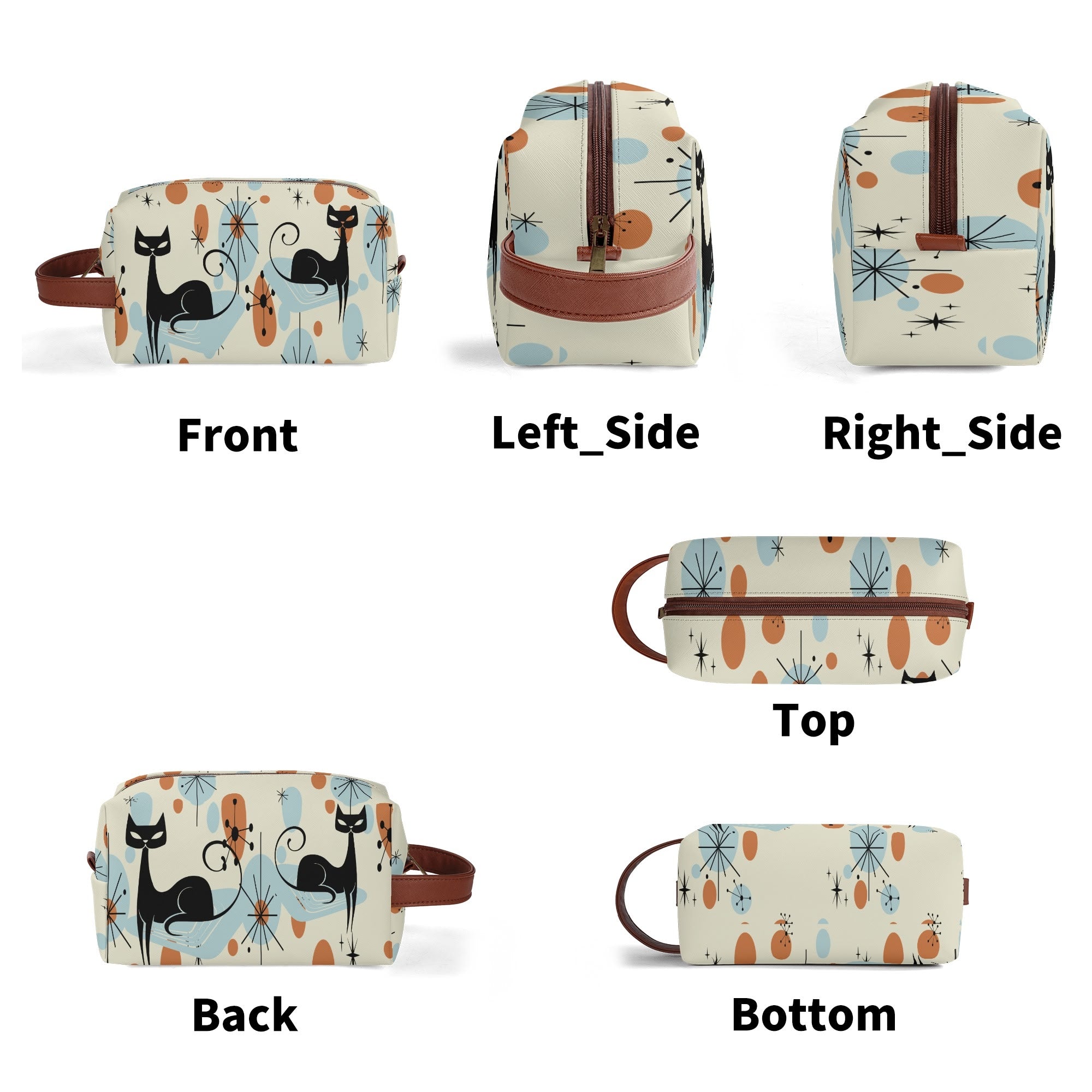 Kate McEnroe New York Atomic Kitschy Cat Mid Century Modern Toiletry Bag, Retro 50s Space Age Dopp Kit, Geometric Travel OrganizerCosmetic &amp; Toiletry BagsW1KVQMDN - 1