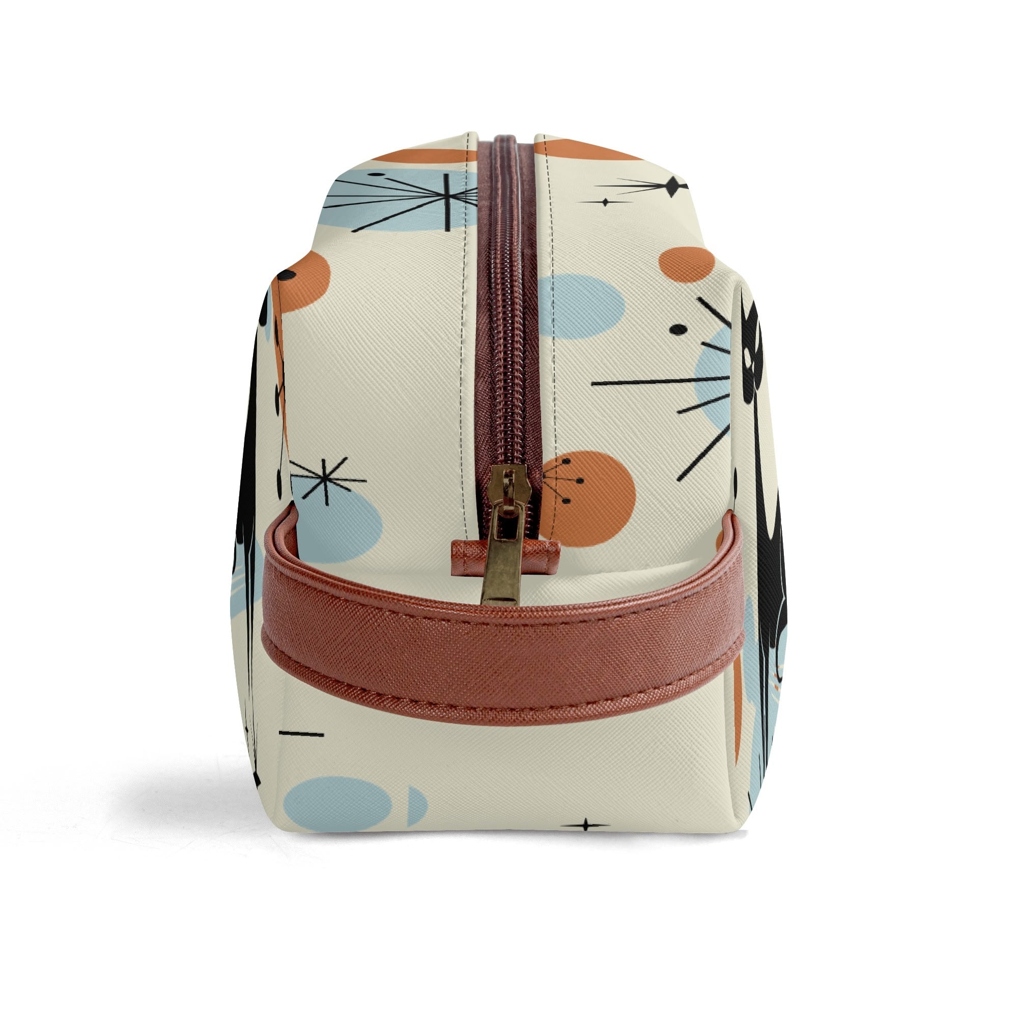 Kate McEnroe New York Atomic Kitschy Cat Mid Century Modern Toiletry Bag, Retro 50s Space Age Dopp Kit, Geometric Travel OrganizerCosmetic &amp; Toiletry BagsW1KVQMDN - 1