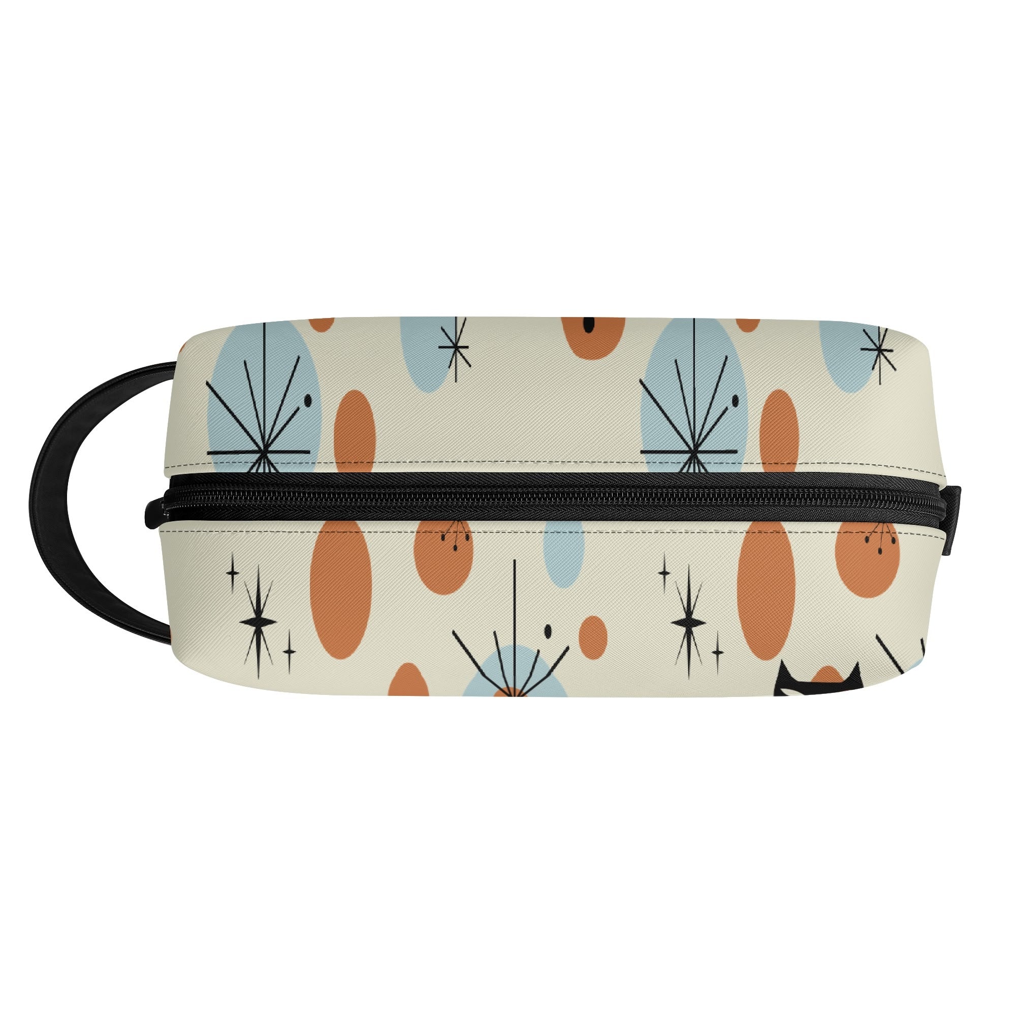 Kate McEnroe New York Atomic Kitschy Cat Mid Century Modern Toiletry Bag, Retro 50s Space Age Dopp Kit, Geometric Travel OrganizerCosmetic &amp; Toiletry BagsW1KVQMDN - 2