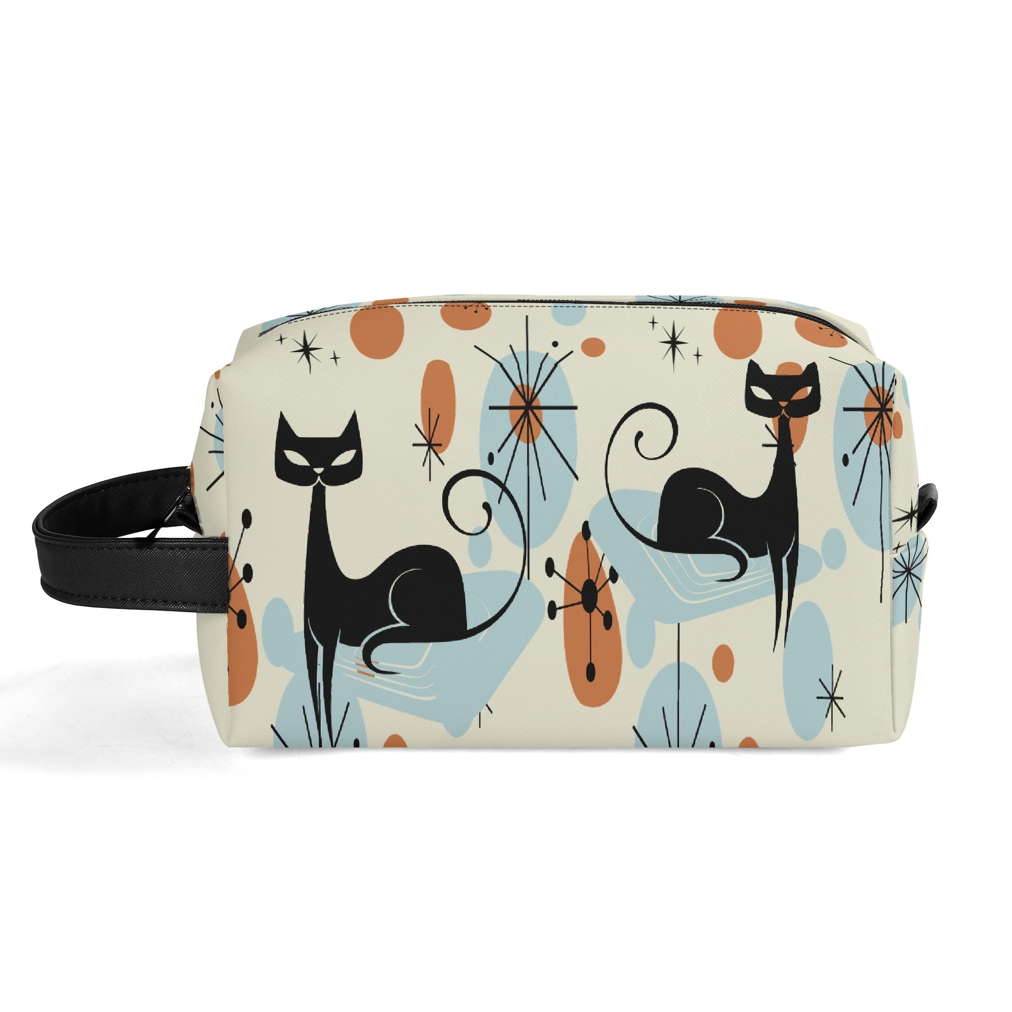 Kate McEnroe New York Atomic Kitschy Cat Mid Century Modern Toiletry Bag, Retro 50s Space Age Dopp Kit, Geometric Travel OrganizerCosmetic &amp; Toiletry BagsW1KVQMDN - 2