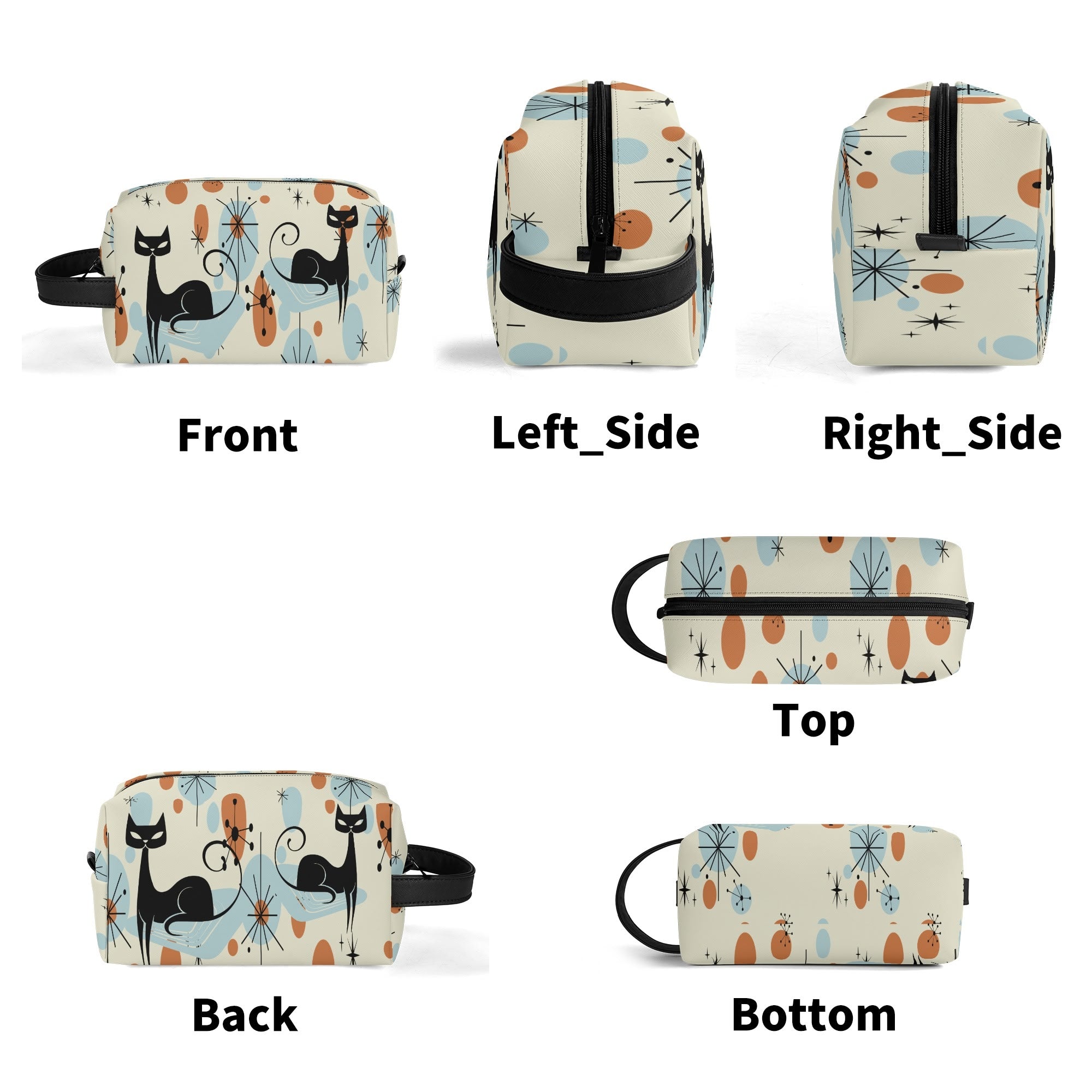 Kate McEnroe New York Atomic Kitschy Cat Mid Century Modern Toiletry Bag, Retro 50s Space Age Dopp Kit, Geometric Travel OrganizerCosmetic &amp; Toiletry BagsW1KVQMDN - 2