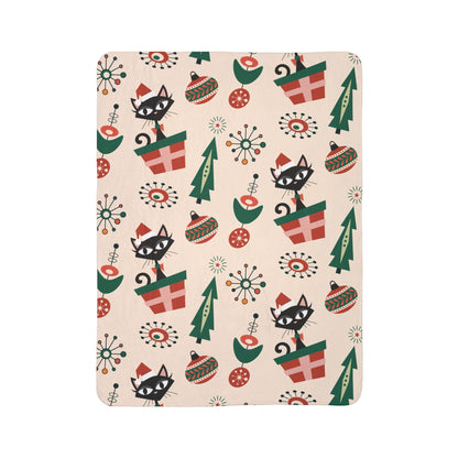 Kate McEnroe New York Atomic Kitschy Cat Mid Mod Retro Starburst Christmas Sherpa Fleece BlanketBlankets26283973280460018442