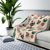 Kate McEnroe New York Atomic Kitschy Cat Mid Mod Retro Starburst Christmas Sherpa Fleece BlanketBlankets26283973280460018442