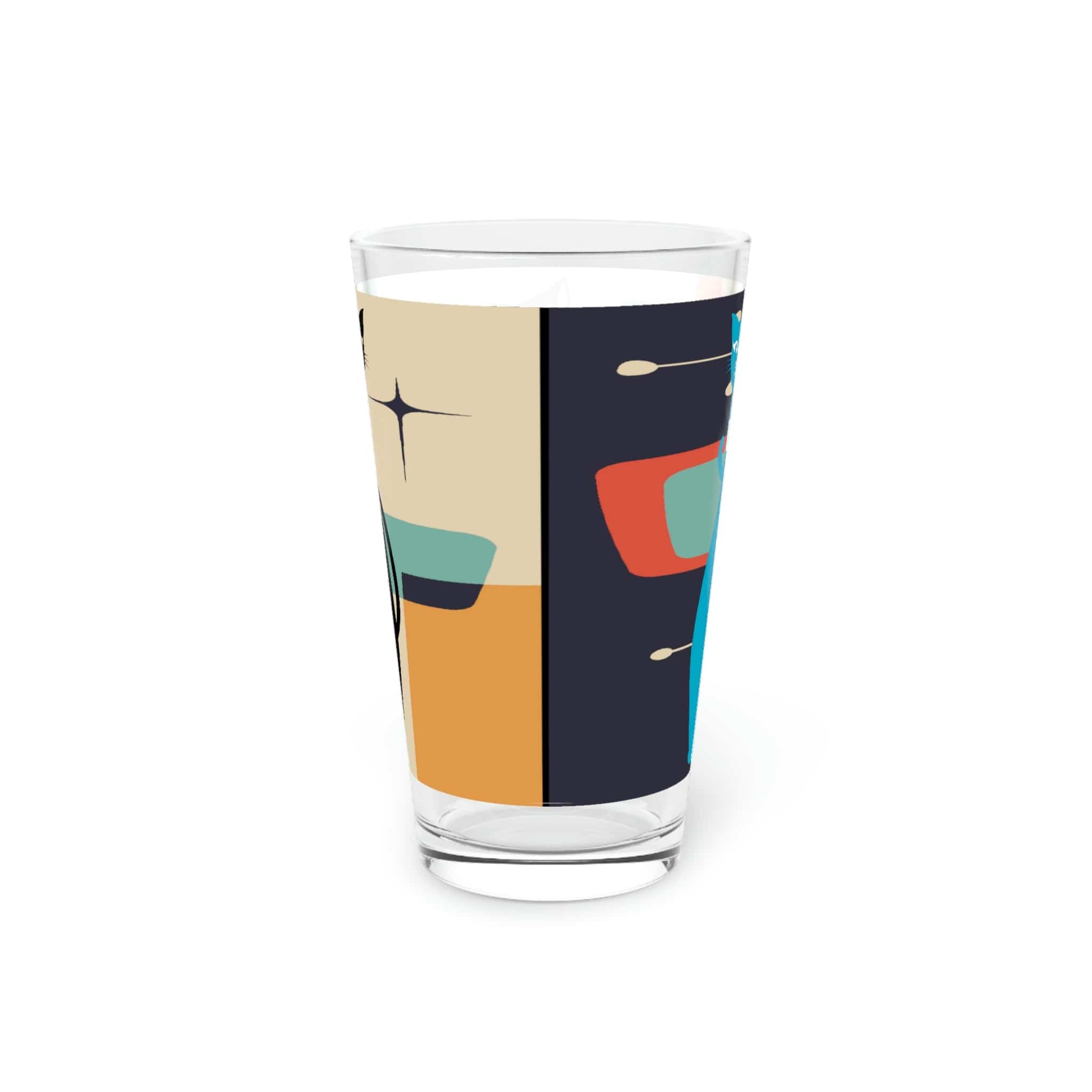 Kate McEnroe New York Atomic Kitschy Cat Pint Glass, 16oz Mid Century Modern Geometric Starburst Beer Glass, Retro Shaker Glass, Beer Glassware GiftsBeer Glasses25583201968219499875